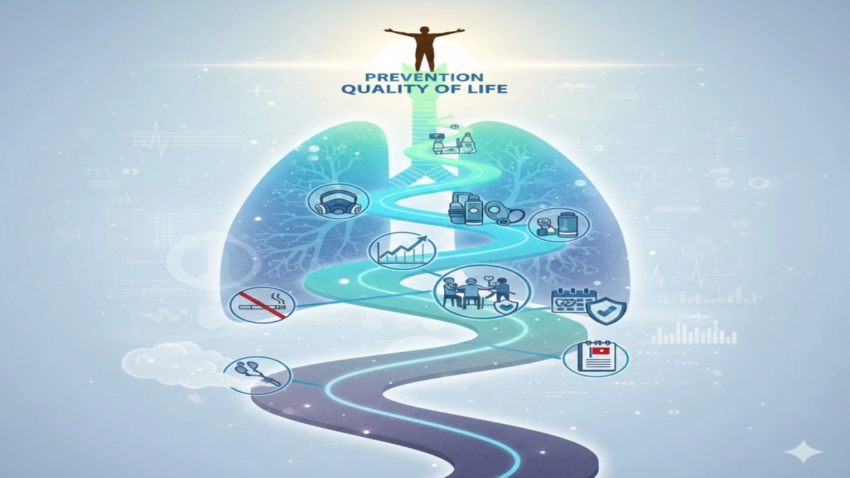 Simple graphic emphasizing prevention to improve quality of life for COPD patients.